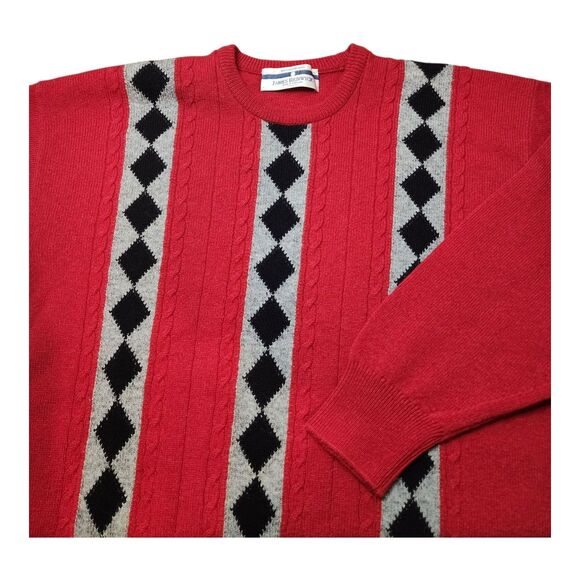 James Renwick Sweater Lambswool Argyle Made In Scotland Mens Large/42 - Picture 1 of 11